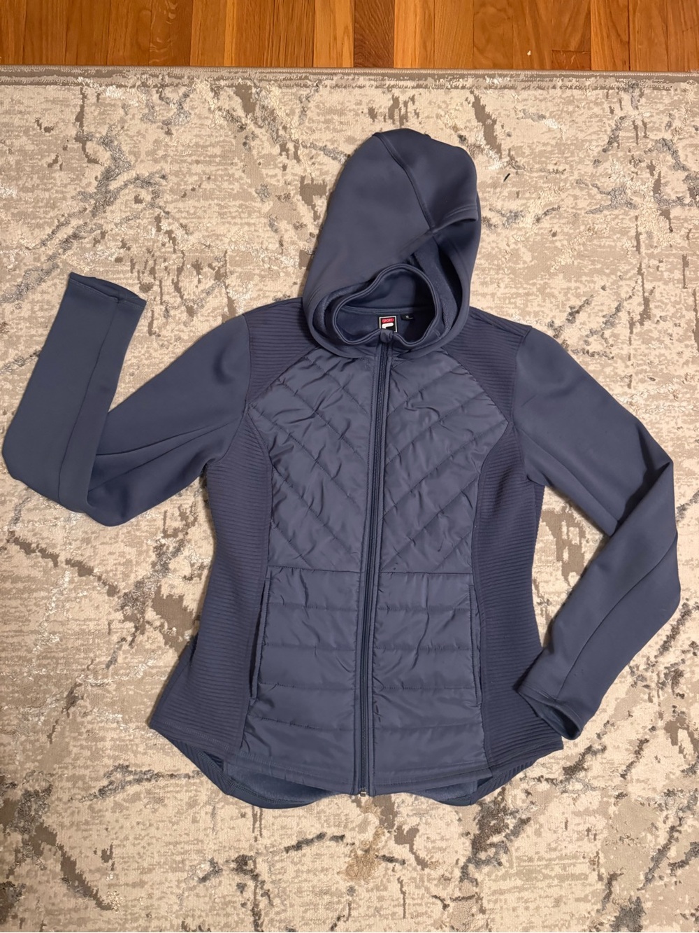 FILA SPORT Women's blue  Hooded Quilted Performance Jacket.
